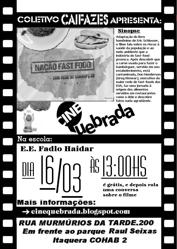 Neste cartaz do Coletivo Caifazes, publicado no blog do cinequebrada, dá para ver como é relativamente simples fazer um cineclube e atuar nas beiradas do circuitão. Passar de um esforço pontual para algo sistêmico é um esforço de política pública.

 - Foto: